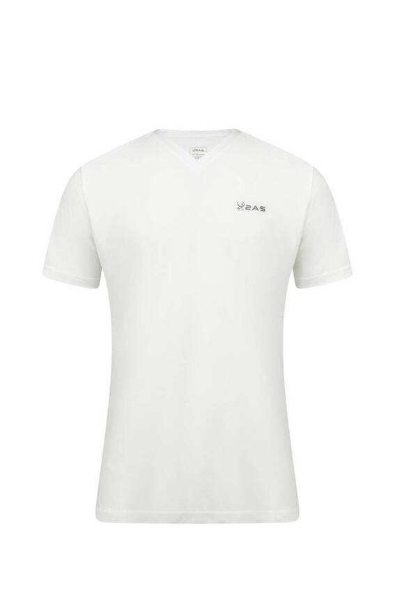 2AS Elba V Yaka T-shirt Beyaz - 1