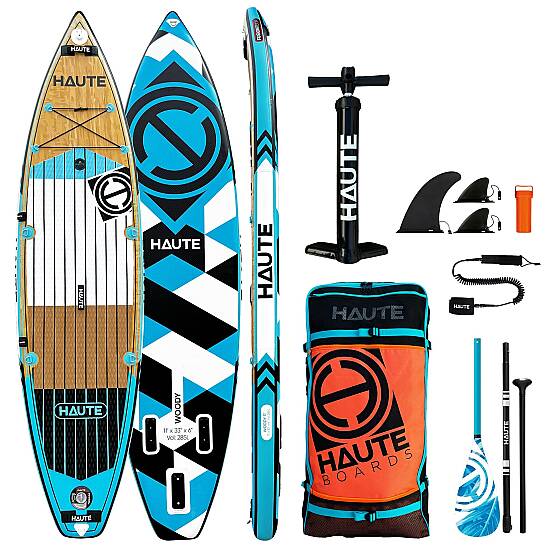 Haute Woody 11' Şişme Sup Paddle Board (Kürek Sörfü) + Shark II S Elektrikli Pompa - Haute