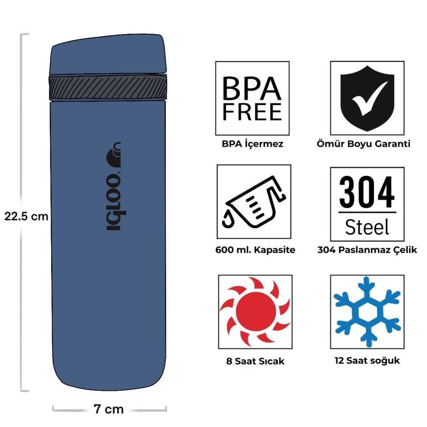 Igloo Squid Termos 600ml-LACİVERT - 2