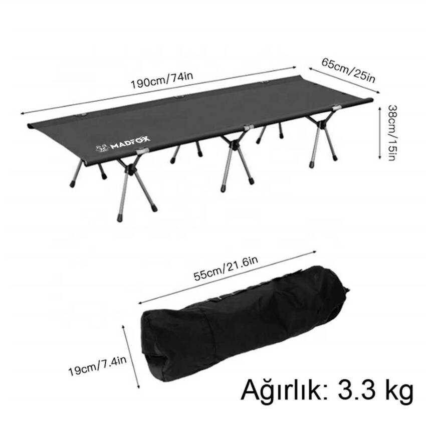 Madfox Avanger Katlanır Kamp Yatağı [ Kampet ] SİYAH - 1