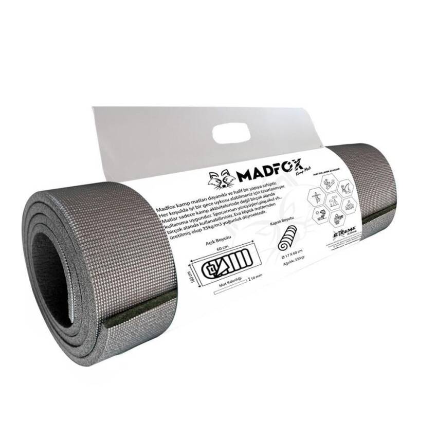 Madfox Skyline Hike Insulated Foam Kamp Matı [ Gri/Gri | 180*60cm-10mm | XPE-35 ] Gri/Gri - 2