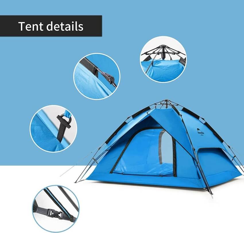 Naturehike 4 Kişilik Otomatik Kamp Çadırı MAVİ - 3