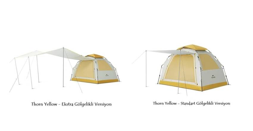 Naturehike Ango ES60 Gölgelikli Otomatik Kurulum Kamp Çadırı Thorn Yellow - Standart - 2