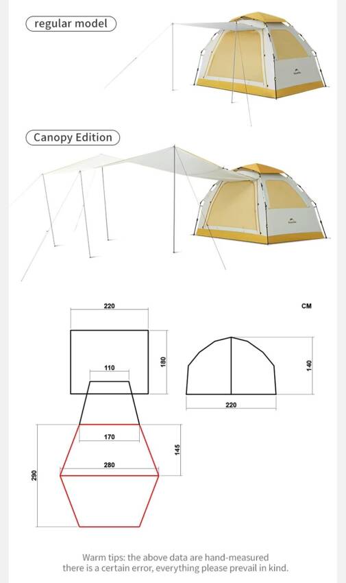 Naturehike Ango ES60 Gölgelikli Otomatik Kurulum Kamp Çadırı Thorn Yellow - Standart - 3