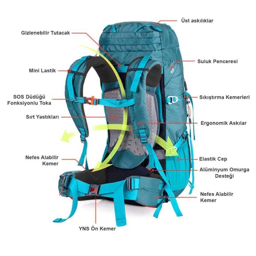 Naturehike 55+5 Lt Trekking Sırt Çantası MAVİ - 3