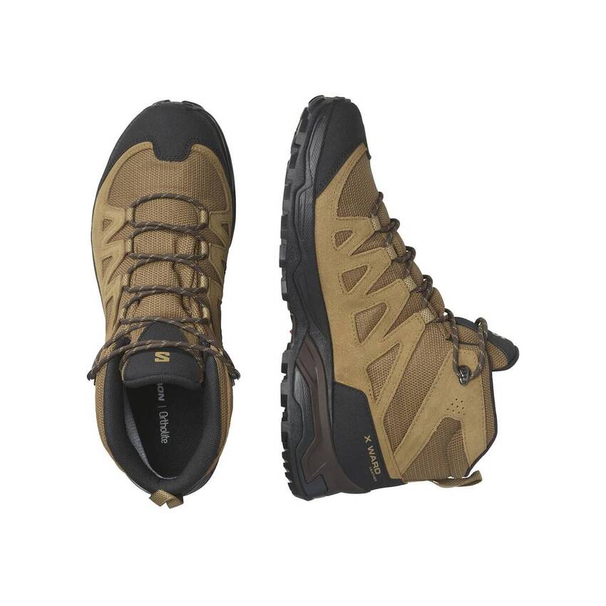 Salomon X Ward Leather Mid Gore-Tex Erkek Outdoor Bot - Camel - 6